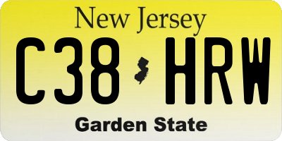 NJ license plate C38HRW