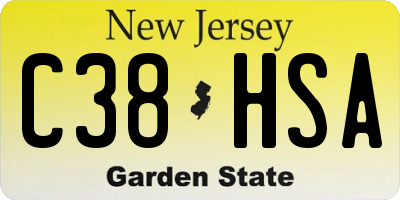 NJ license plate C38HSA