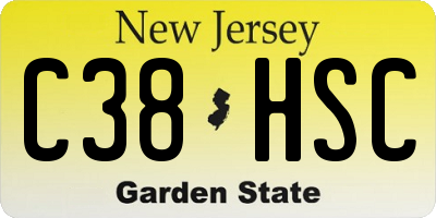 NJ license plate C38HSC