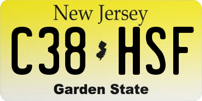 NJ license plate C38HSF