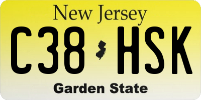 NJ license plate C38HSK