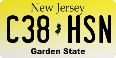 NJ license plate C38HSN