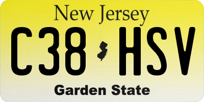 NJ license plate C38HSV
