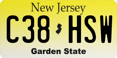 NJ license plate C38HSW