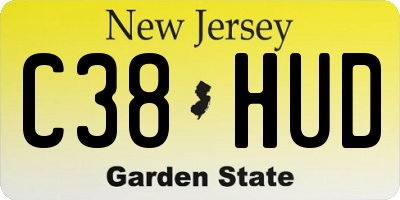 NJ license plate C38HUD