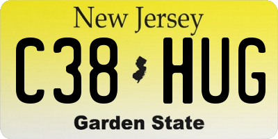 NJ license plate C38HUG