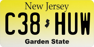 NJ license plate C38HUW
