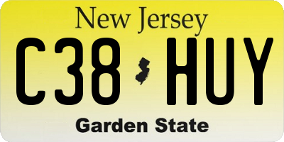 NJ license plate C38HUY
