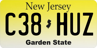 NJ license plate C38HUZ
