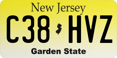 NJ license plate C38HVZ