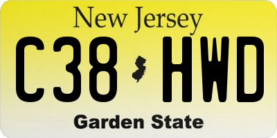 NJ license plate C38HWD