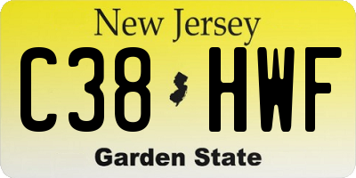NJ license plate C38HWF