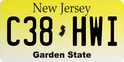 NJ license plate C38HWI