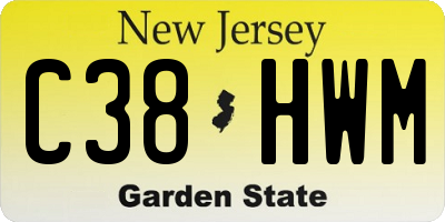 NJ license plate C38HWM