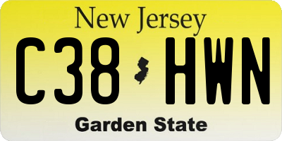 NJ license plate C38HWN