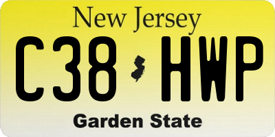 NJ license plate C38HWP