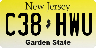 NJ license plate C38HWU