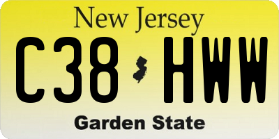 NJ license plate C38HWW