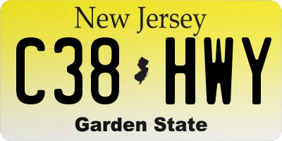 NJ license plate C38HWY