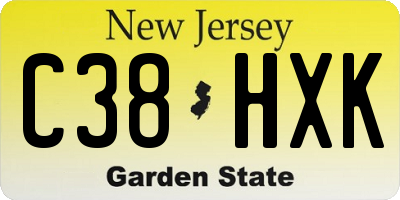 NJ license plate C38HXK