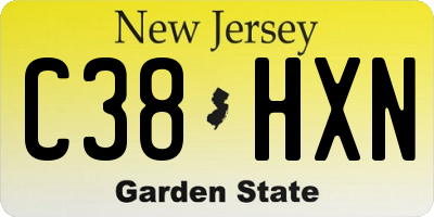 NJ license plate C38HXN