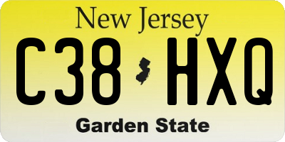 NJ license plate C38HXQ