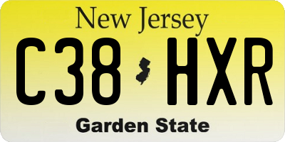 NJ license plate C38HXR