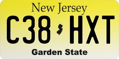 NJ license plate C38HXT