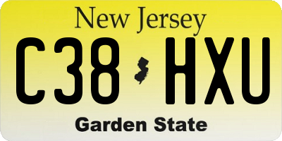 NJ license plate C38HXU