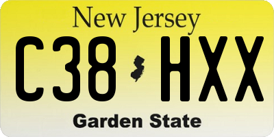 NJ license plate C38HXX