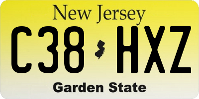 NJ license plate C38HXZ