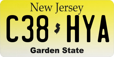 NJ license plate C38HYA