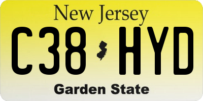 NJ license plate C38HYD