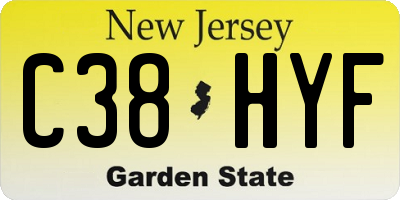 NJ license plate C38HYF
