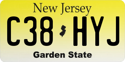 NJ license plate C38HYJ