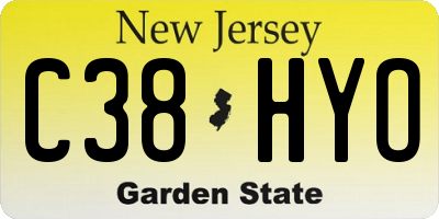 NJ license plate C38HYO