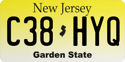 NJ license plate C38HYQ