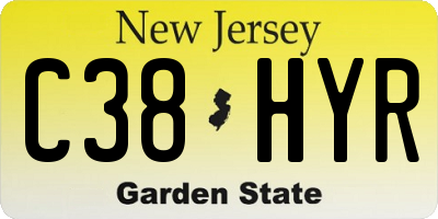 NJ license plate C38HYR