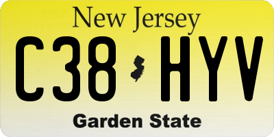 NJ license plate C38HYV