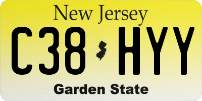 NJ license plate C38HYY