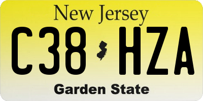 NJ license plate C38HZA