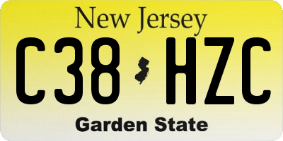 NJ license plate C38HZC