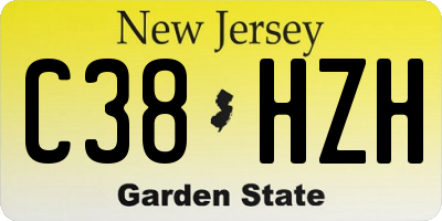 NJ license plate C38HZH