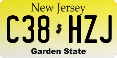 NJ license plate C38HZJ