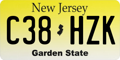 NJ license plate C38HZK