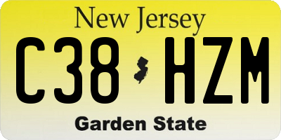 NJ license plate C38HZM