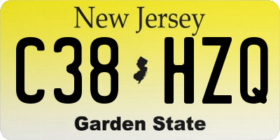 NJ license plate C38HZQ