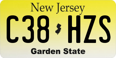 NJ license plate C38HZS