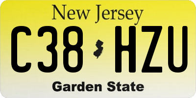 NJ license plate C38HZU