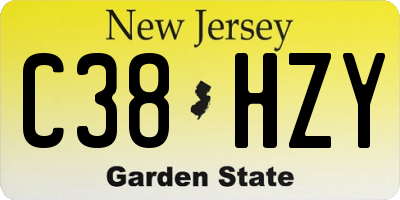 NJ license plate C38HZY